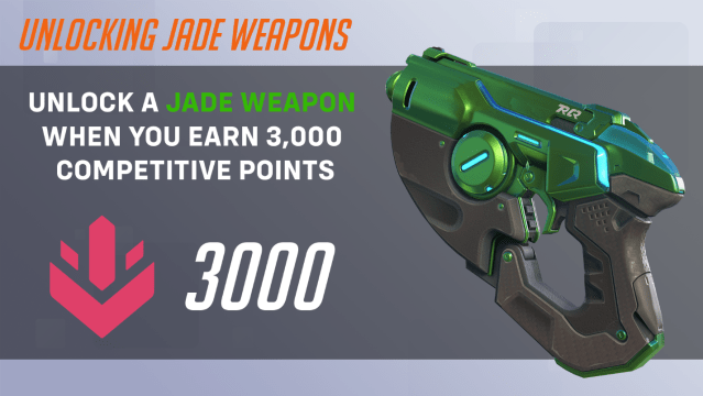 Une image présentant l'un des pistolets de Tracer dans la nouvelle variante en jade, avec un prix de 3000 crédits compétitifs.