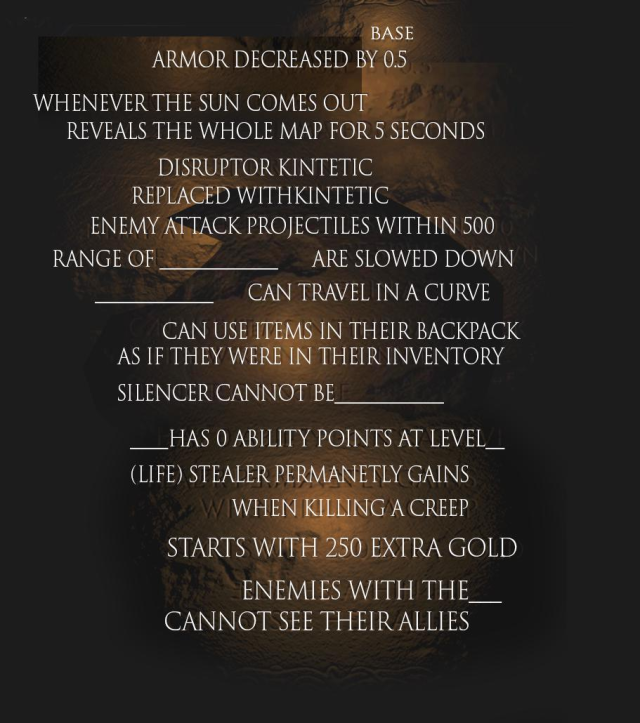 Une image de la tablette des notes de patch découvertes dans Dota 2.