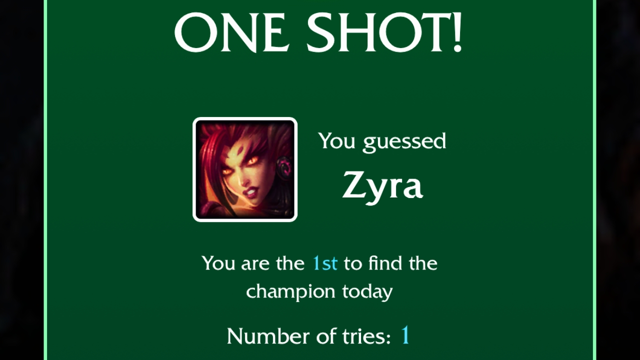 La réponse à la citation du LoLdle pour Zyra et son icône d'art de l'éclaboussure.