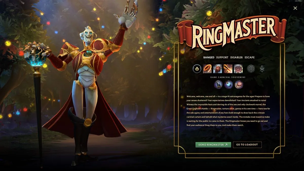 Ringmaster dans le menu de DOTA 2