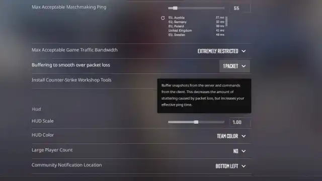 Réglage du tampon pour lisser la perte de paquets dans les options de jeu de CS2.
