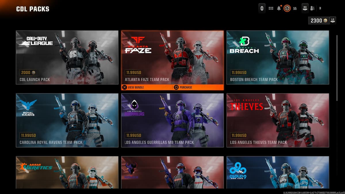 Skins CDL CoD dans la boutique en jeu de BO6