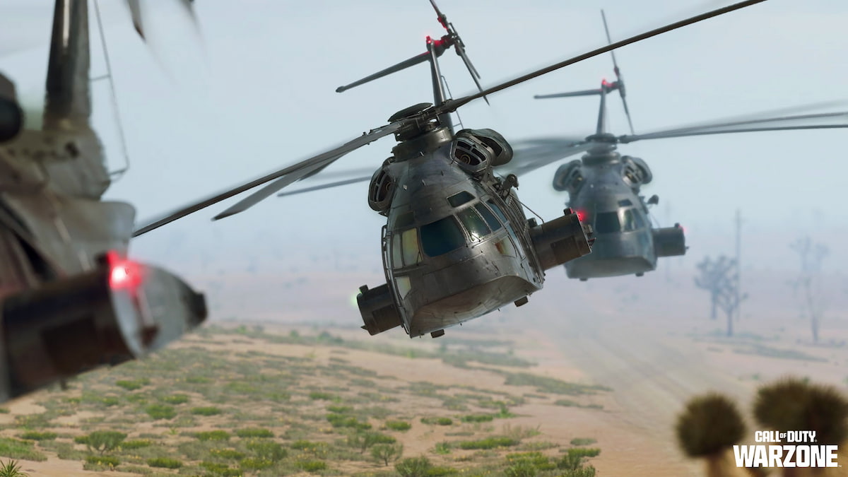 Hélicoptères survolant la carte sur BO6 Warzone