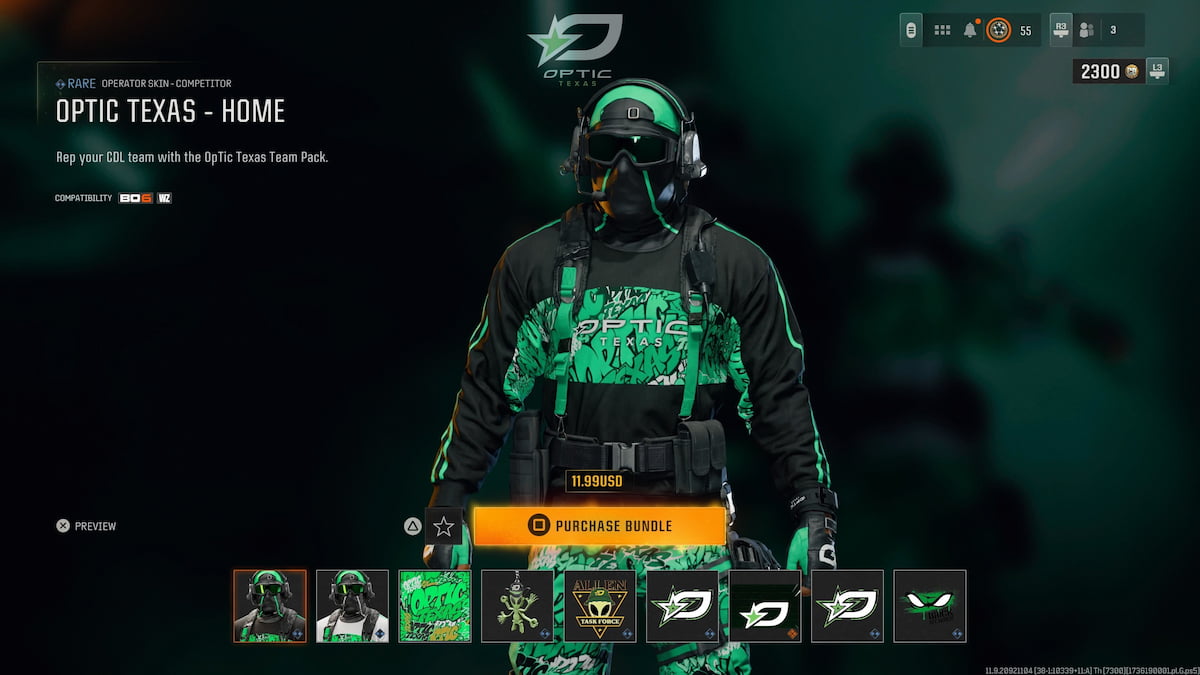 Skin d'opérateur OpTic Texas pour la CDL dans BO6