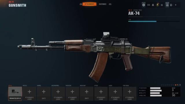 L'AK-74 dans Black Ops 6 montré dans le menu de l'arsenal