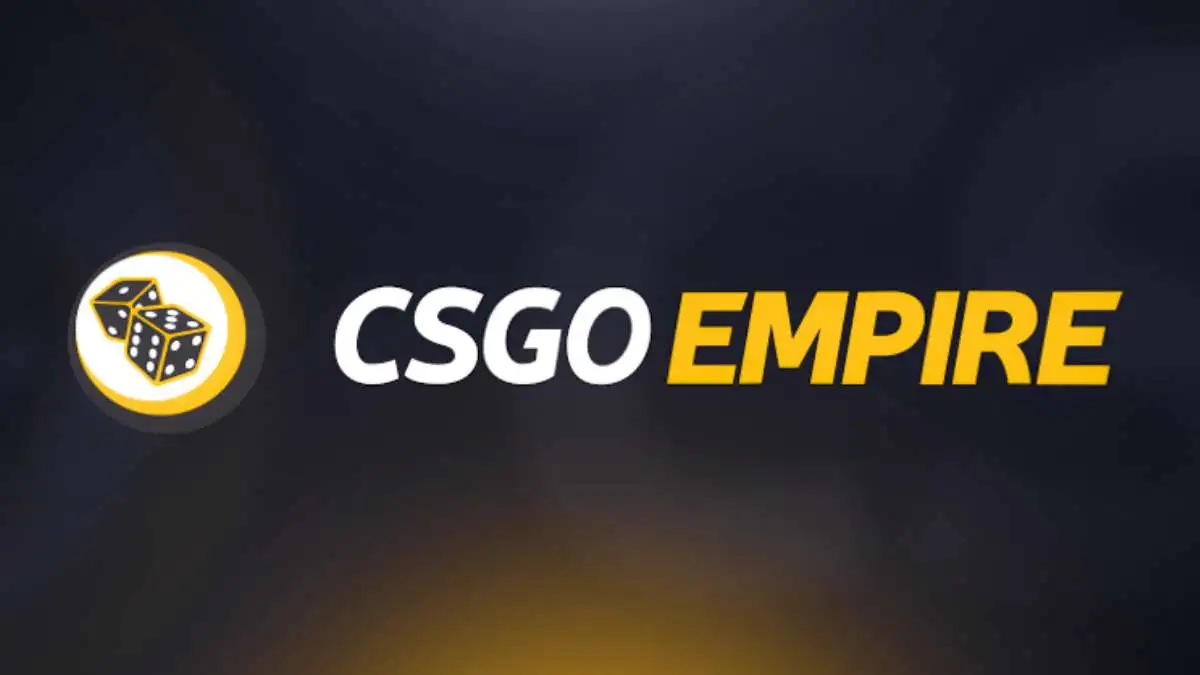 Une image de CSGOEmpire du logo de l'entreprise et de la bannière, qui présente deux dés.