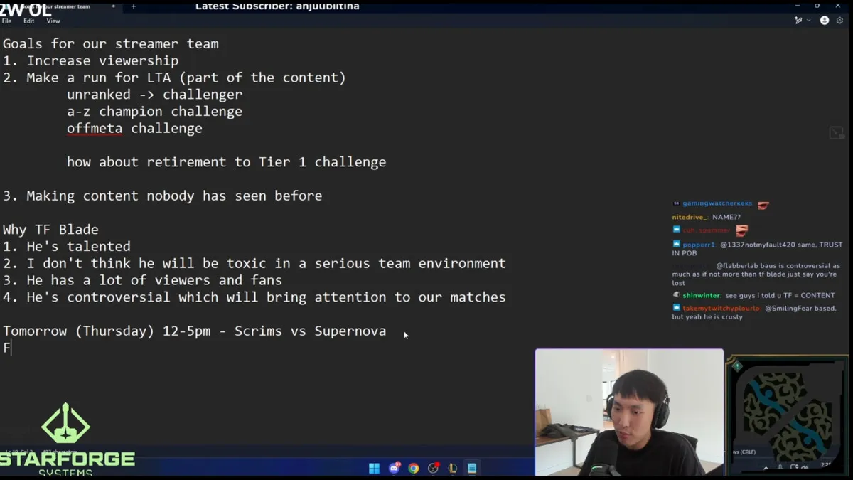 Doublelift parlant de sa nouvelle équipe de League of Legends en stream
