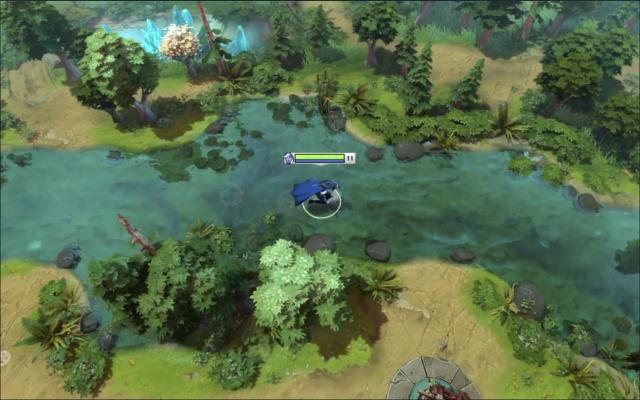 Drow Ranger traversant la portion inondée du côté Radiant de la carte de Dota 2 dans le Patch 7.38