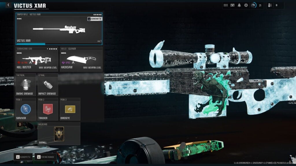 Meilleure configuration de classe pour le Victus XMR dans Warzone, comprenant une arme secondaire, de l'équipement, des atouts et une wildcard.