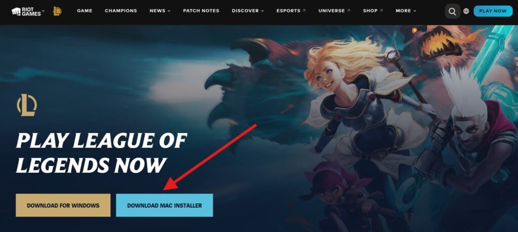 Bouton d'installation de League of Legends sur Mac