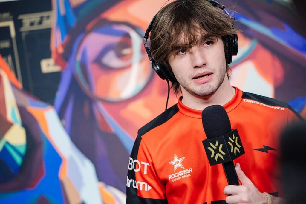 PARIS, FRANCE - skuba of NRG is interviewed after advancing to the upper finals at VALORANT Champions Paris Playoffs Stage Day 4 at Les Arènes de Grand Paris Sud on September 28, 2025 in Paris, France