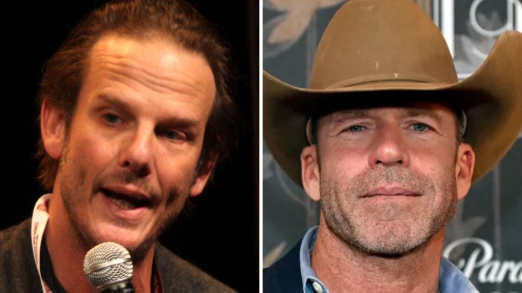 Peter Berg and Taylor Sheridan in a remixed photo