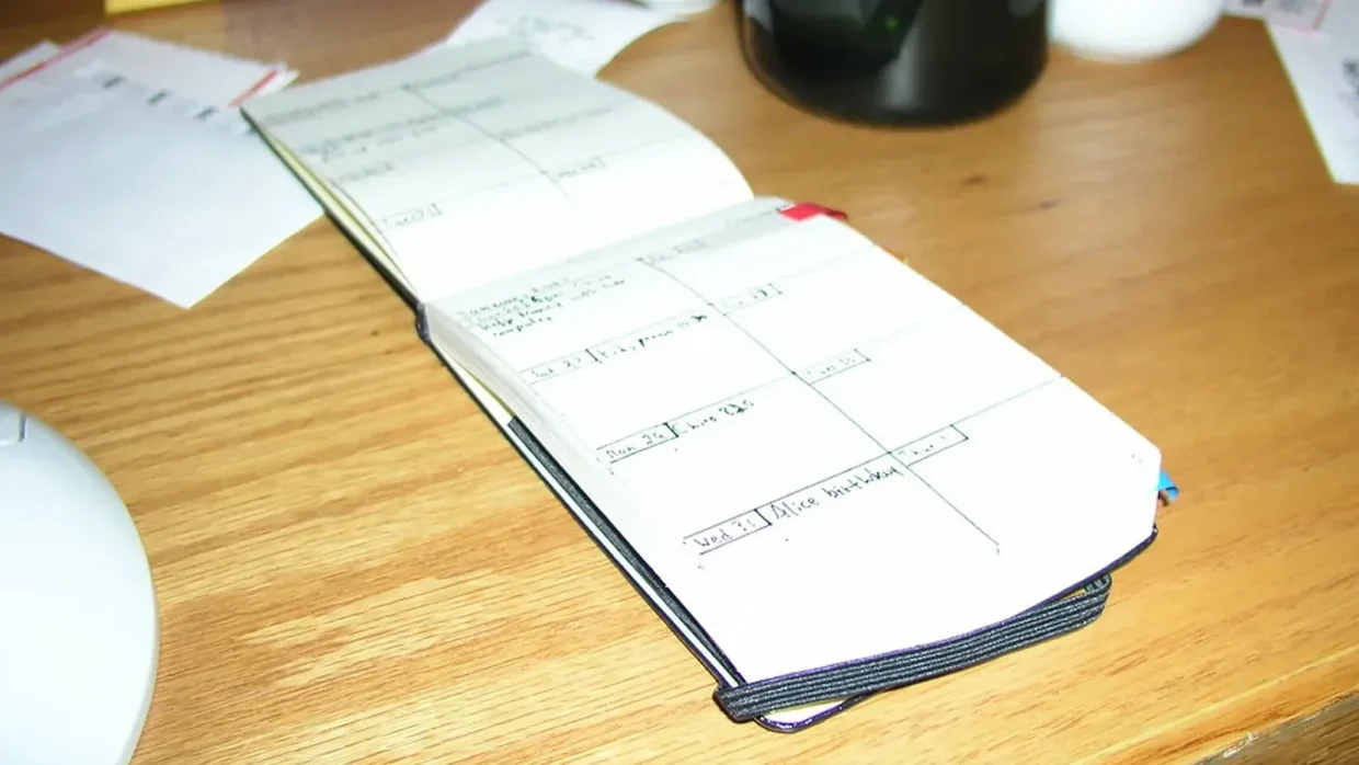 Calendrier fictif avec compte à rebours et repères de fuseaux horaires