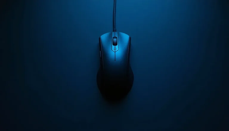Souris noire posée sur un grand tapis de bureau