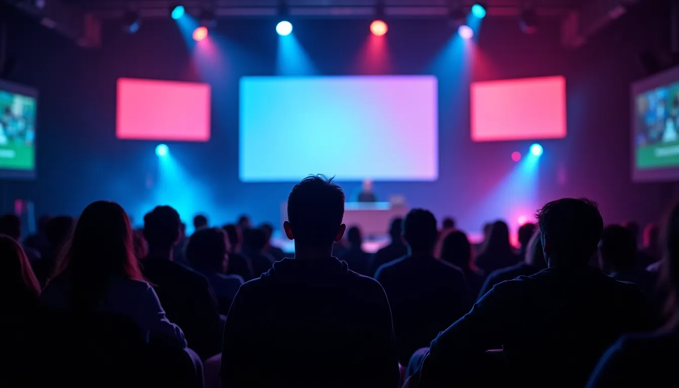 Public devant une scène d'événement caritatif de jeu vidéo
